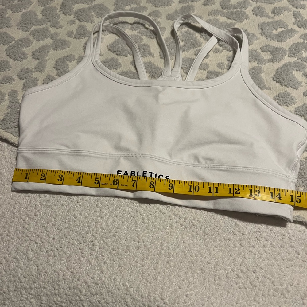 Fabletics White Longline Medium Impact Sports Bra - image 3